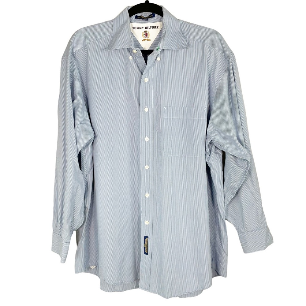 Tommy Hilfiger Blue Stripe Button Down Shirt - Picture 1 of 8